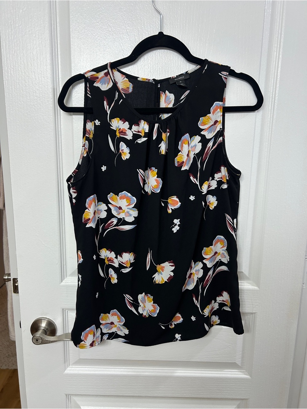 Sleeveless Black Floral Blouse